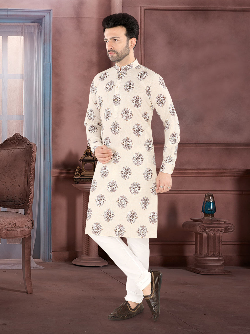 Royal Sand Motif Kurta” – By Miitsu (20196)