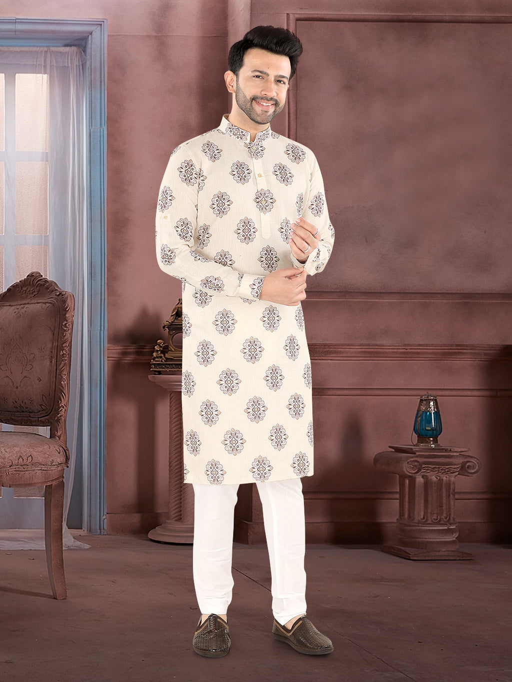 Royal Sand Motif Kurta” – By Miitsu (20196)