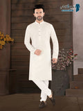 Classic White Textured Festive Kurta – Timeless Elegance for Men (4250)