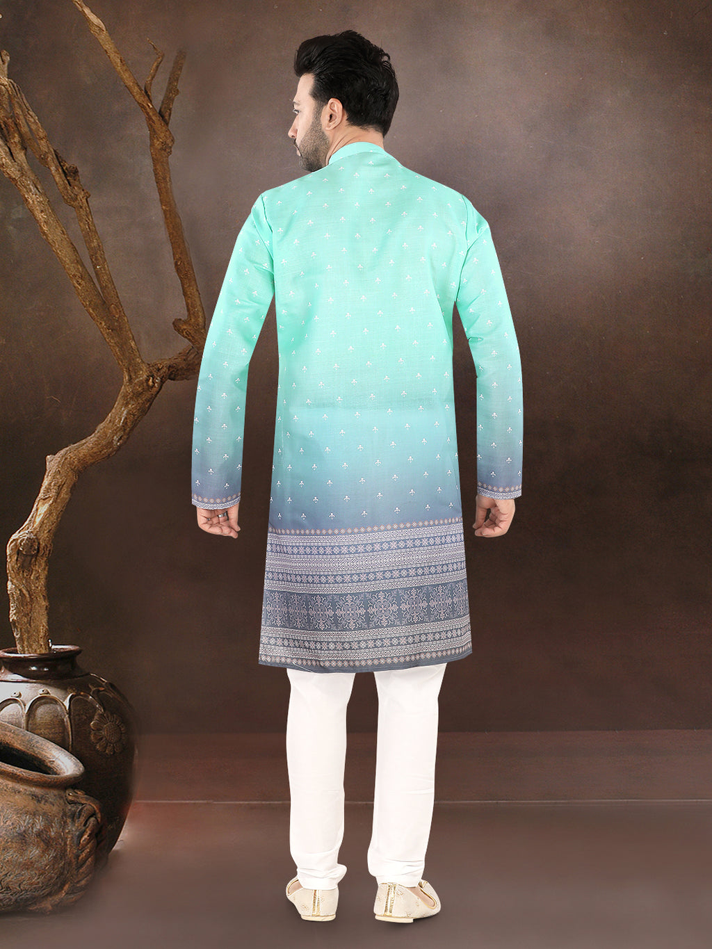 Pista Heritage Border Kurta (1944)