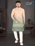 Peach to Pista Ombre Printed Kurta with Traditional Border (7081)