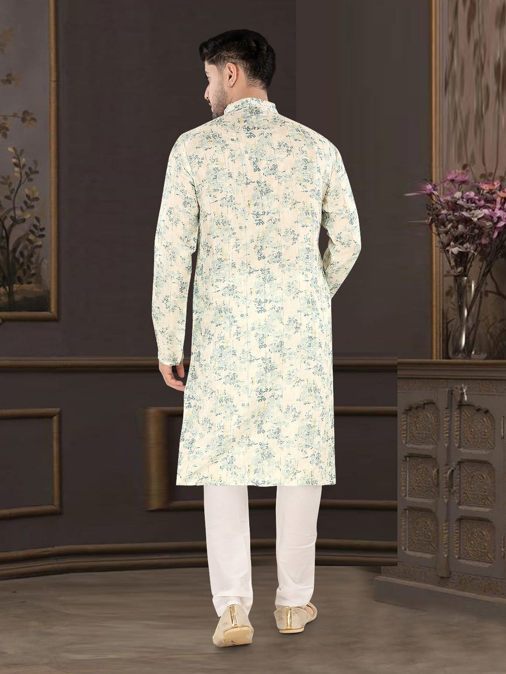 Mint Blossom Heritage Print Kurta (9032)