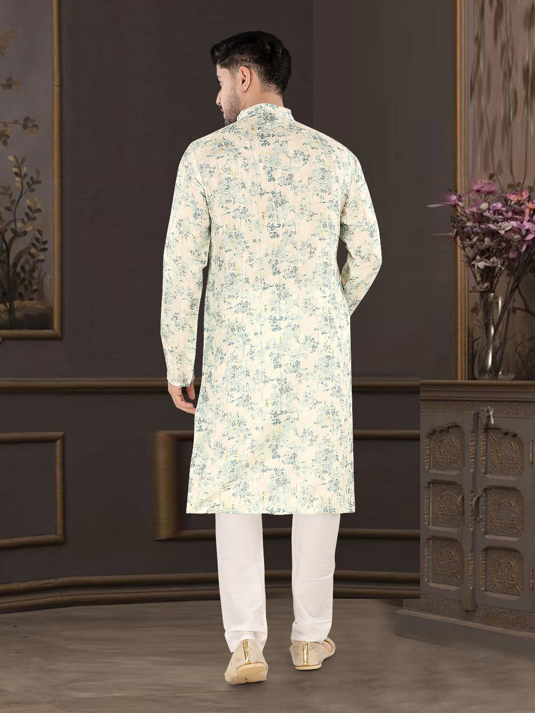 Mint Blossom Heritage Print Kurta (9032)