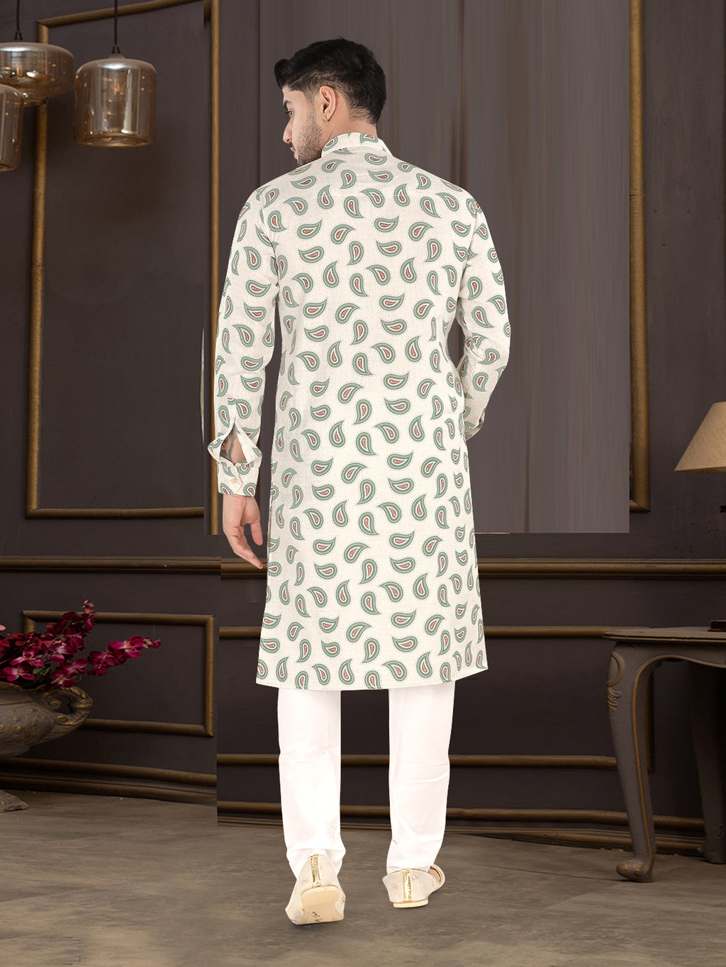 Ivory Paisley Heritage Kurta (20087)