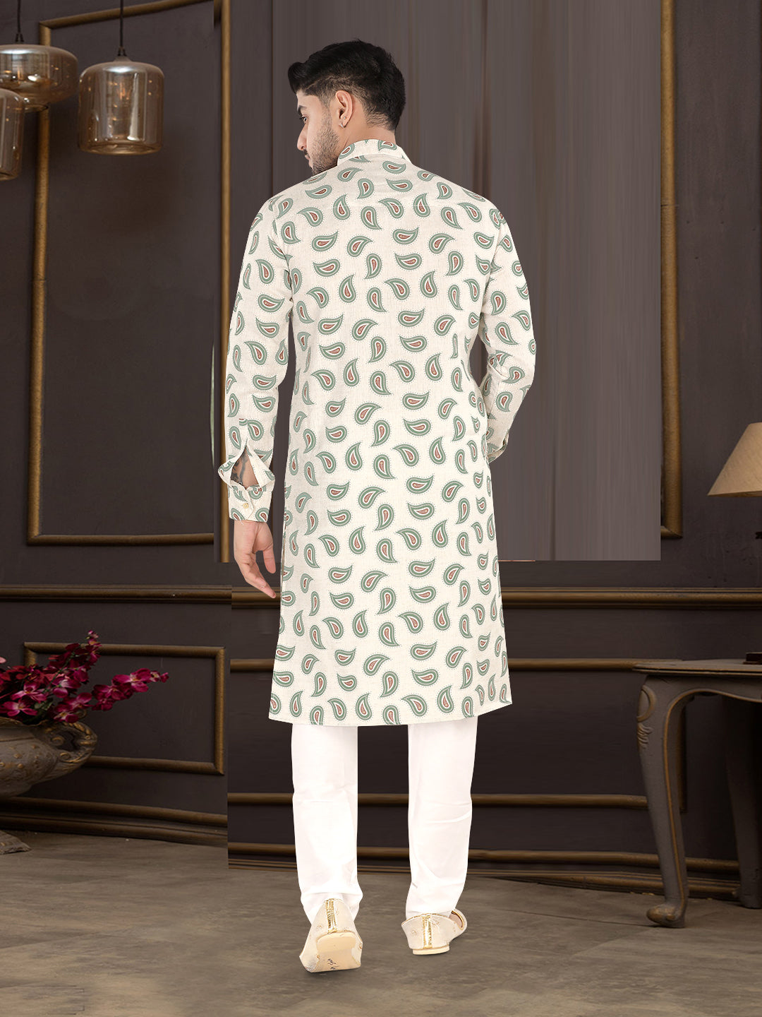 Ivory Paisley Heritage Kurta (20087)