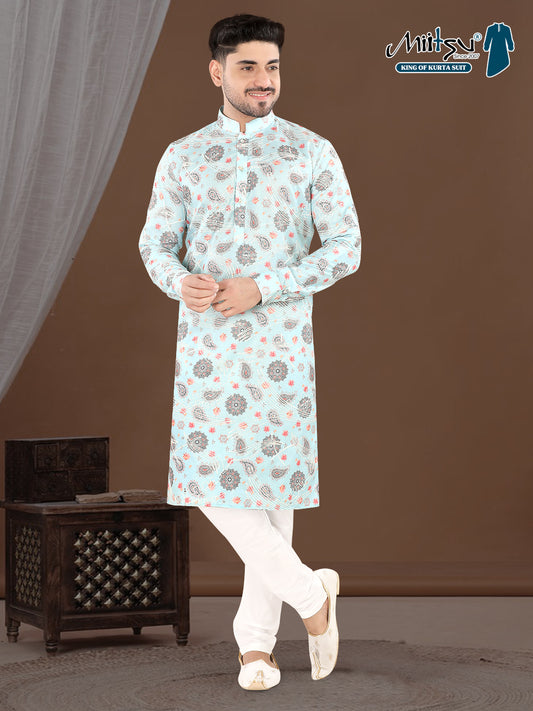 Sky Bloom Ethnic Print Kurta(20178)