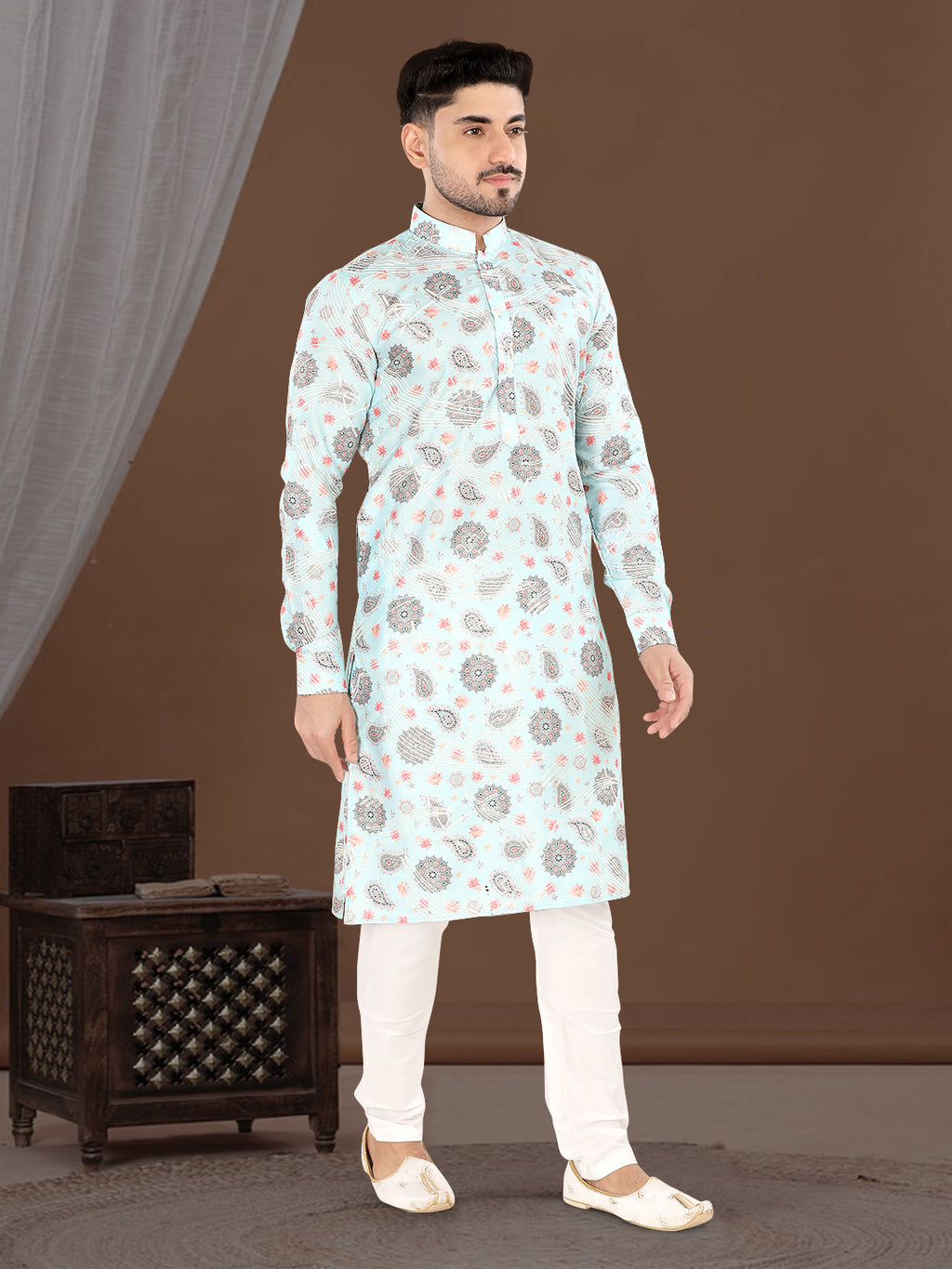 Sky Bloom Ethnic Print Kurta(20178)