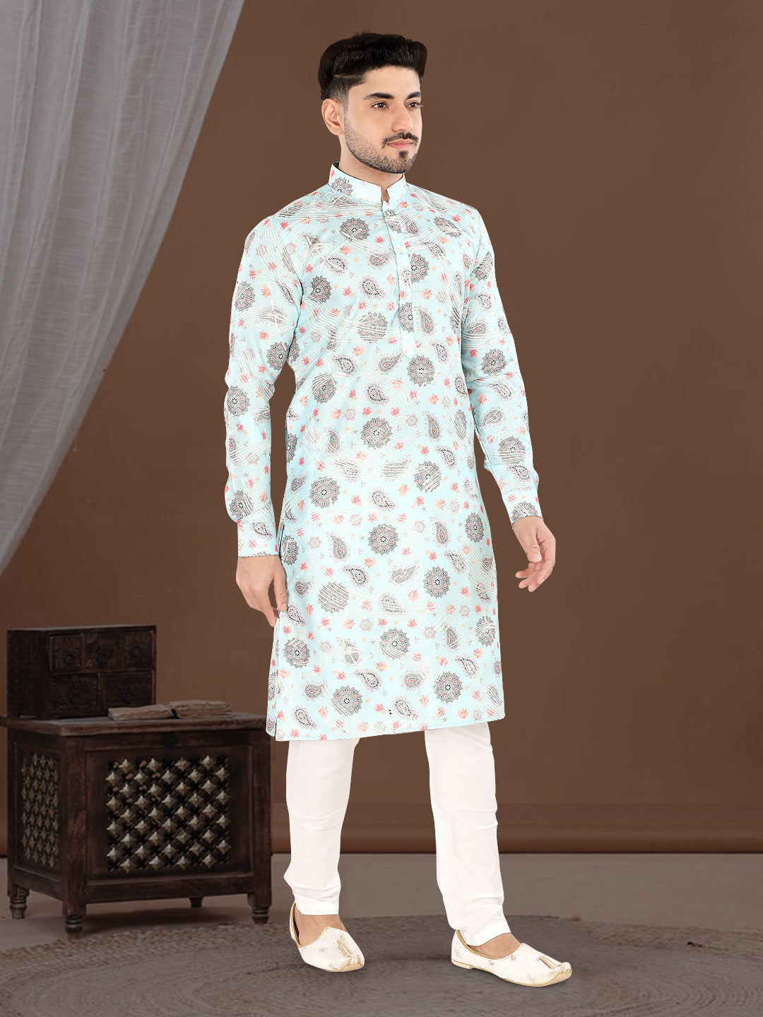 Sky Bloom Ethnic Print Kurta(20178)