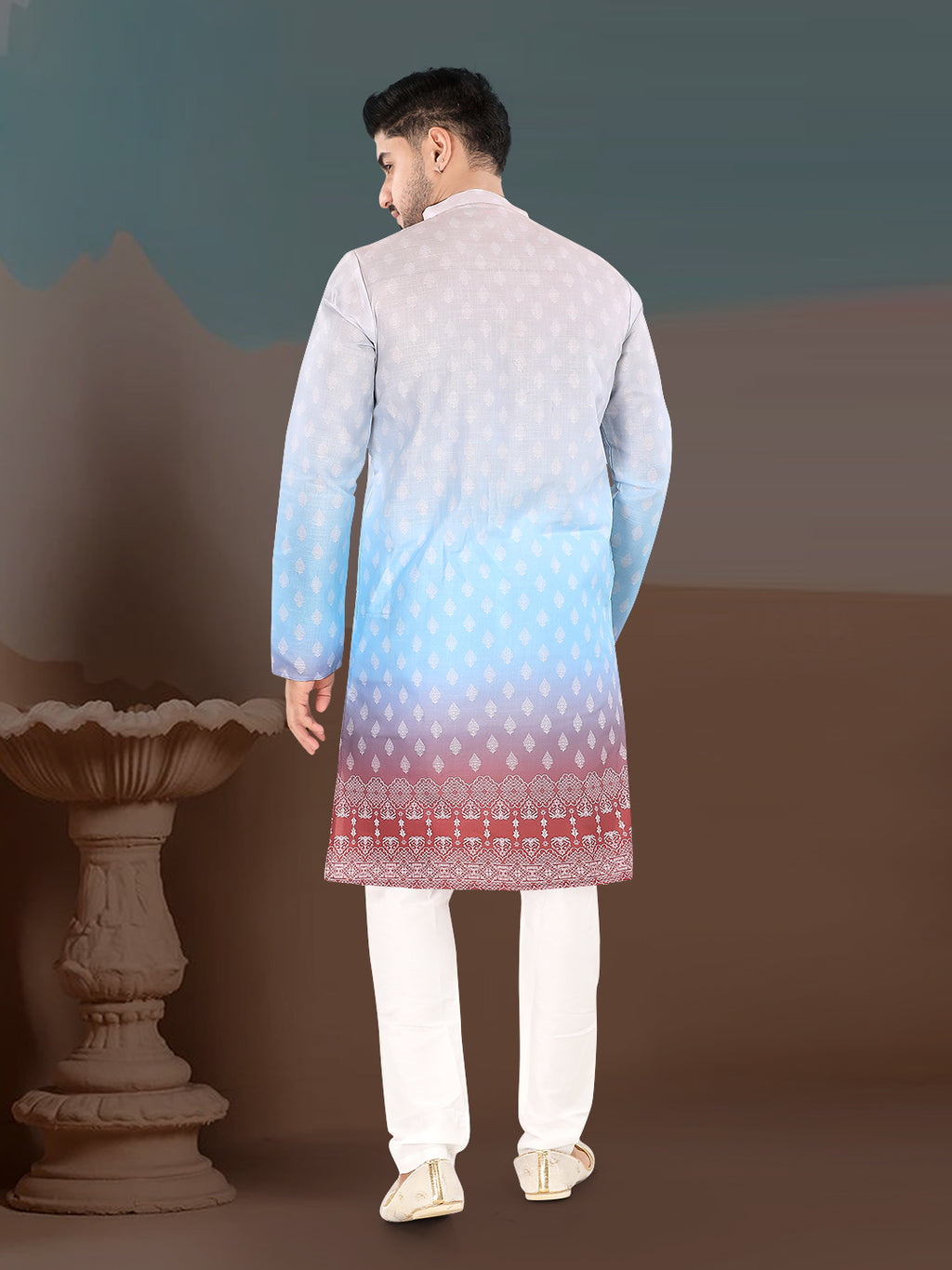 Sky Blue Ombre Printed Festive Kurta Set (1902)