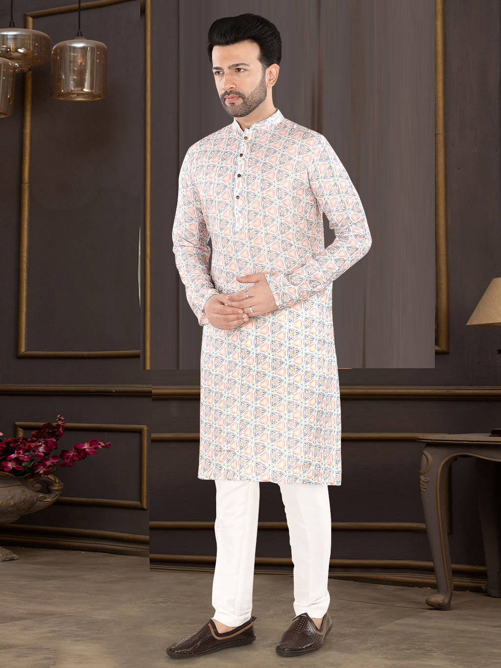 Pastel Prism Heritage Print Kurta (9032)