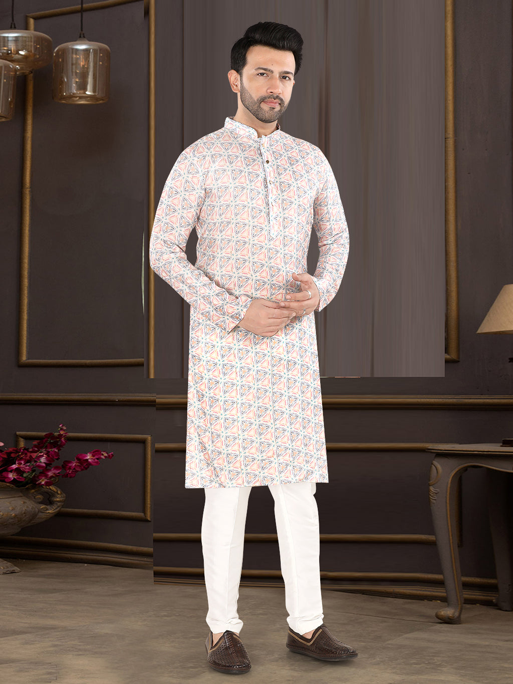 Pastel Prism Heritage Print Kurta (9032)
