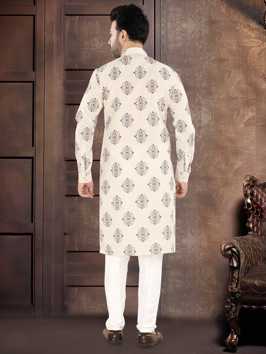 Ivory Heritage Motif Kurta” – By Miitsu (20196)
