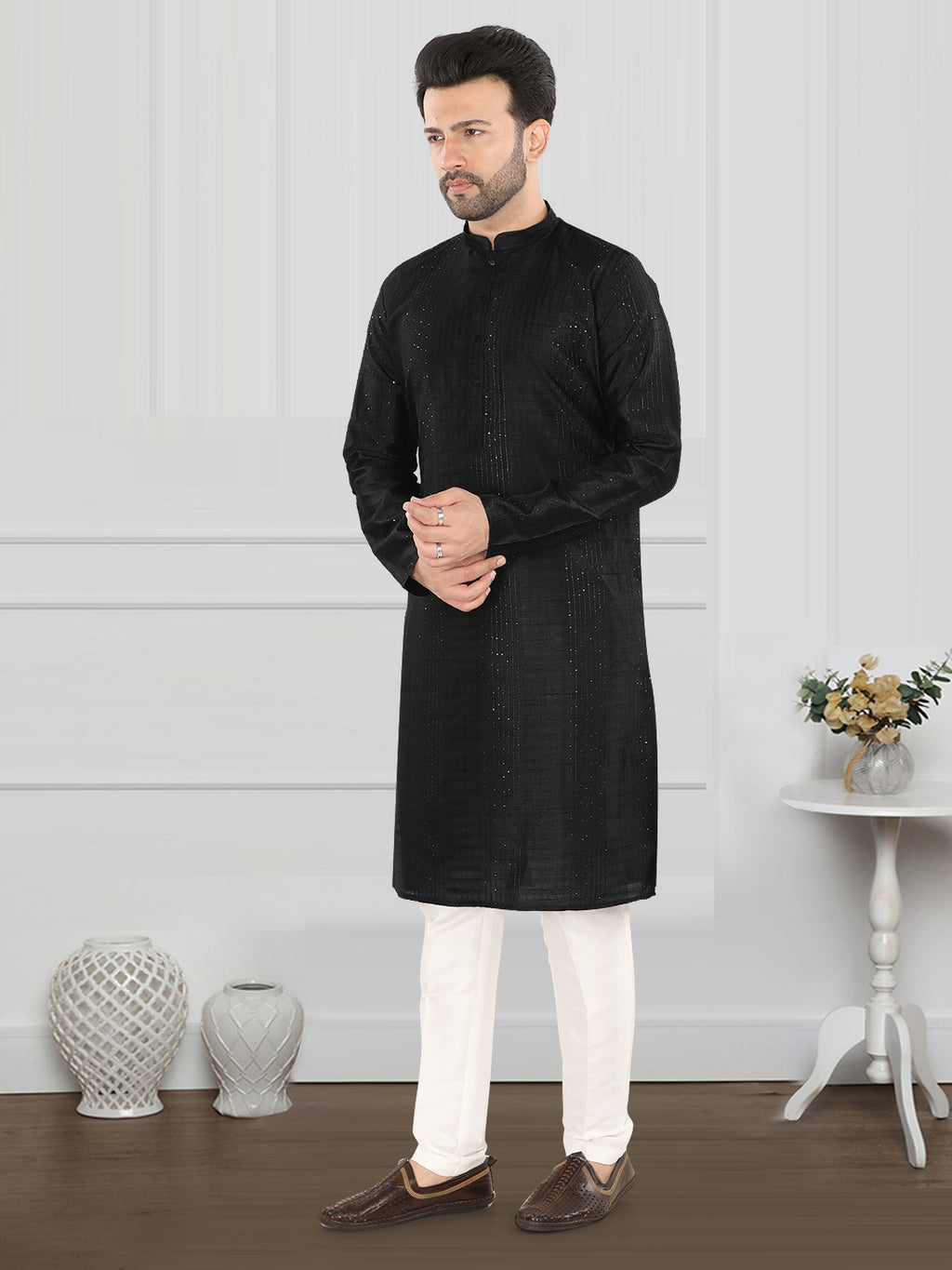Noir Shimmer Classic Kurta" – By Miitsu (4250)