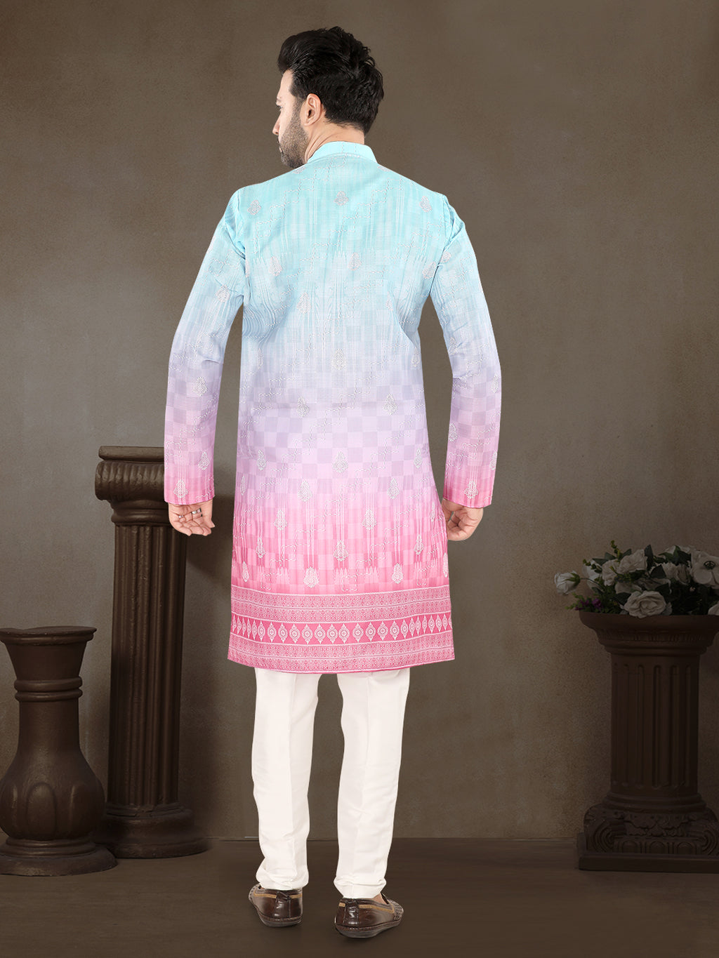 Sky Blush Ombre Jacquard Kurta (4583)