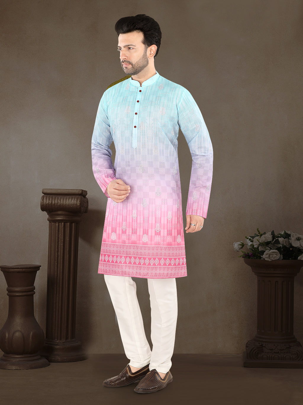 Sky Blush Ombre Jacquard Kurta (4583)