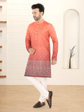 Rust Orange Printed Festive Kurta Set (1901)