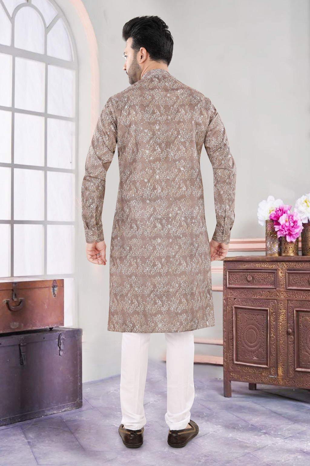 Gajari Brown Jacquard Festive Kurta Set (6439)