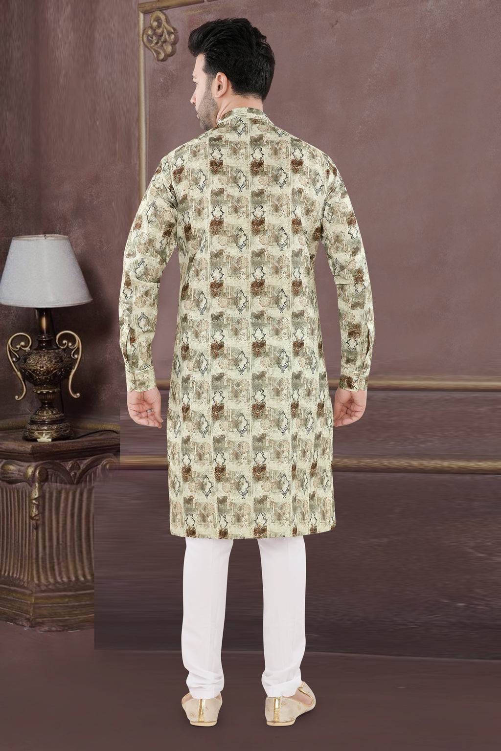 Regal Sandstone Heritage Kurta Set – By Miitsu (70114)