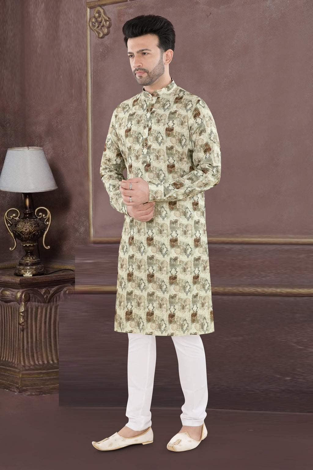 Regal Sandstone Heritage Kurta Set – By Miitsu (70114)