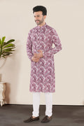 Rose Pink Geometric Printed Festive Kurta Set (5179)