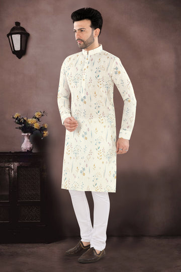 Ivory Botanical Print Kurta (20266)