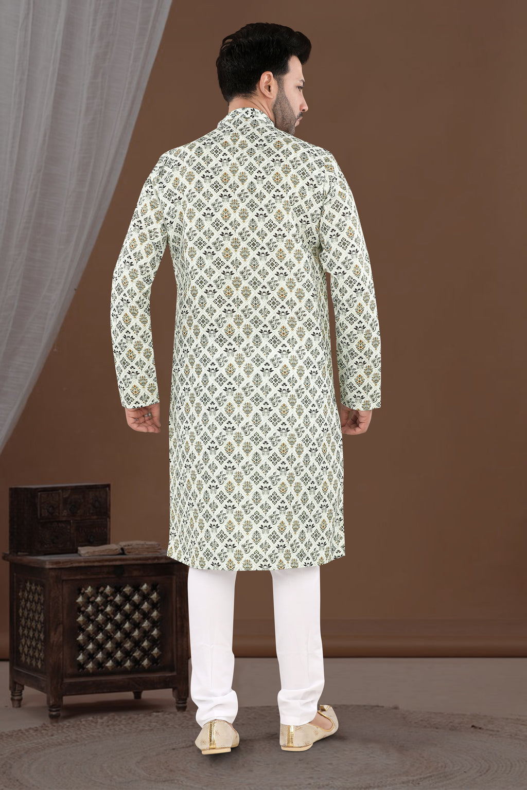 Ivory Heritage Motif Kurta (6547)