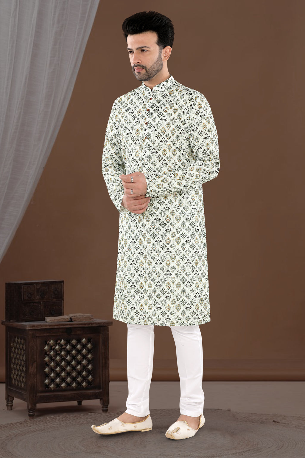 Ivory Heritage Motif Kurta (6547)