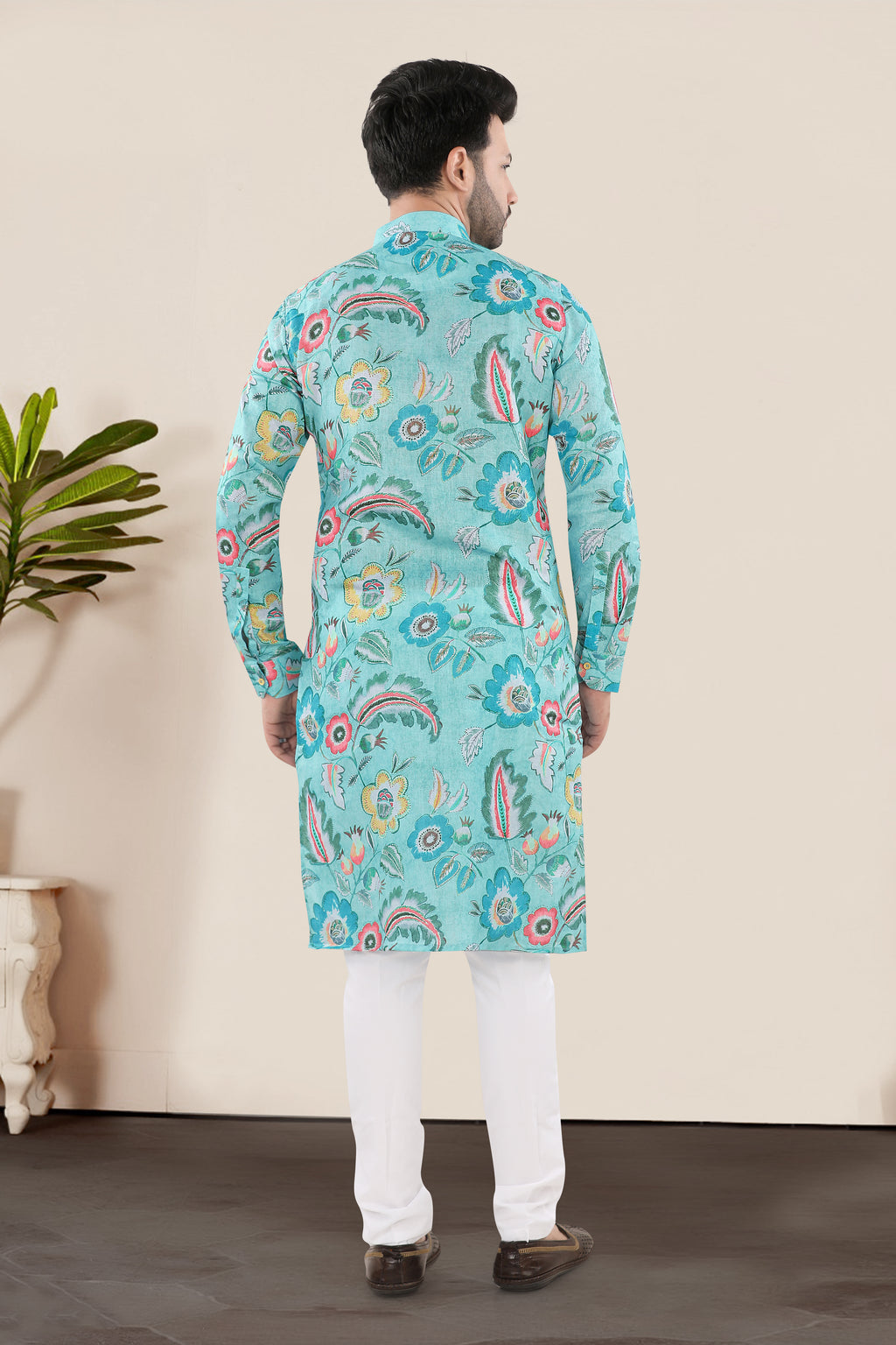 Teal Garden Bloom Printed Kurta (20162)