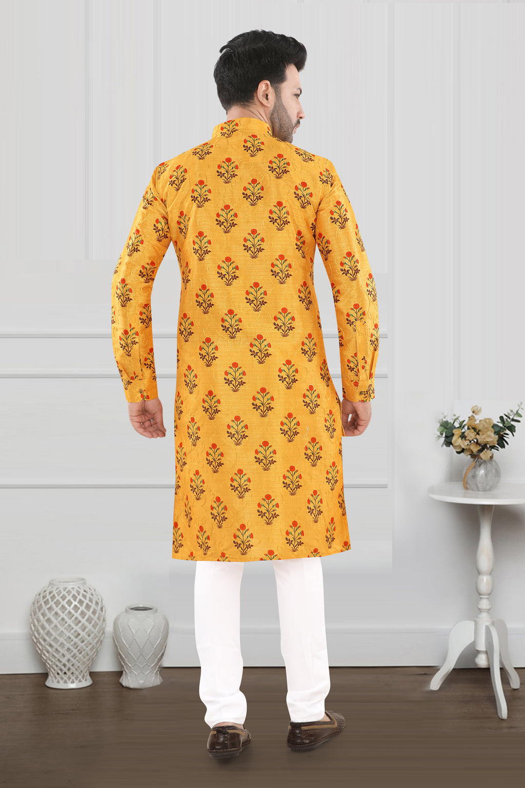 Golden Floral Heritage Kurta (19048)