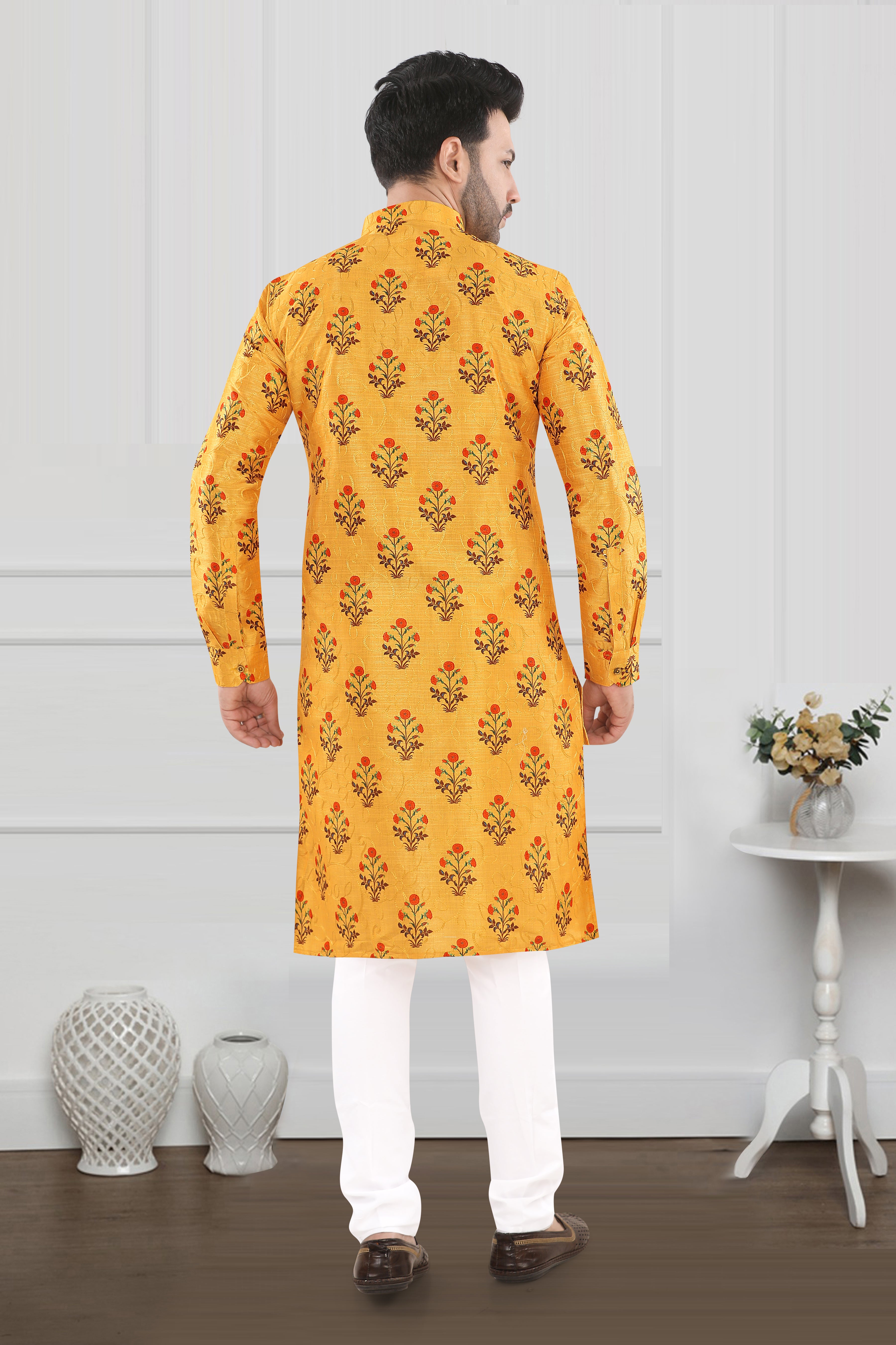 Golden Floral Heritage Kurta (19048)