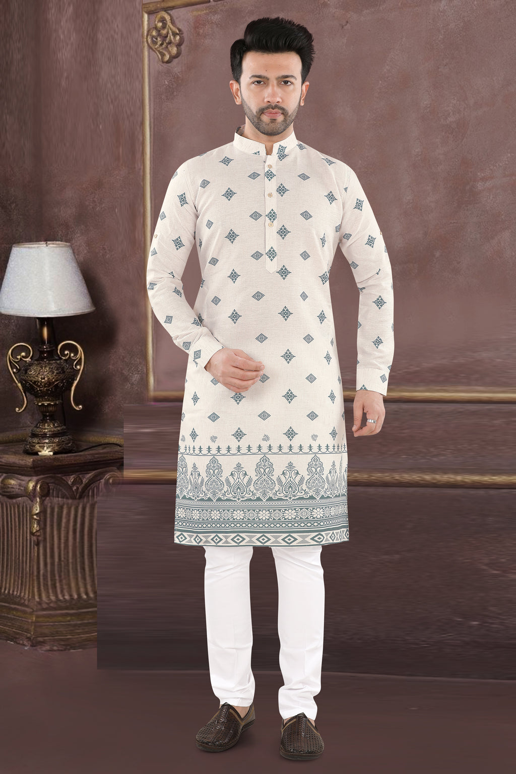 Ivory Noor Heritage Kurta" – By Miitsu (20189)
