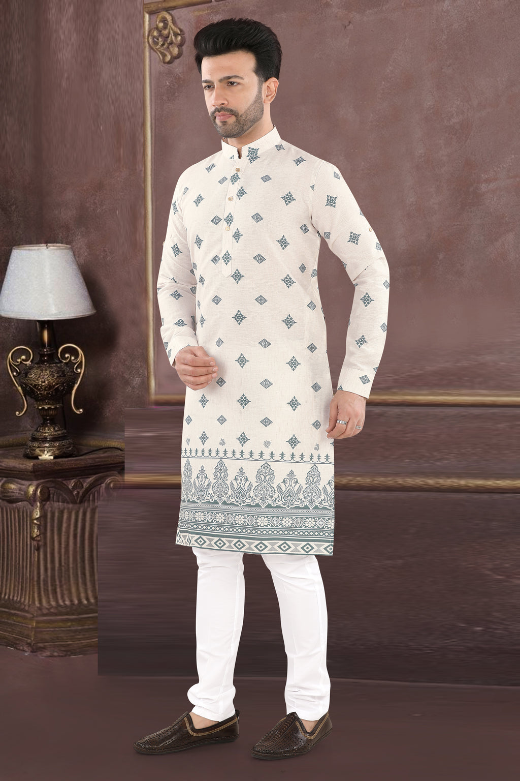 Ivory Noor Heritage Kurta" – By Miitsu (20189)