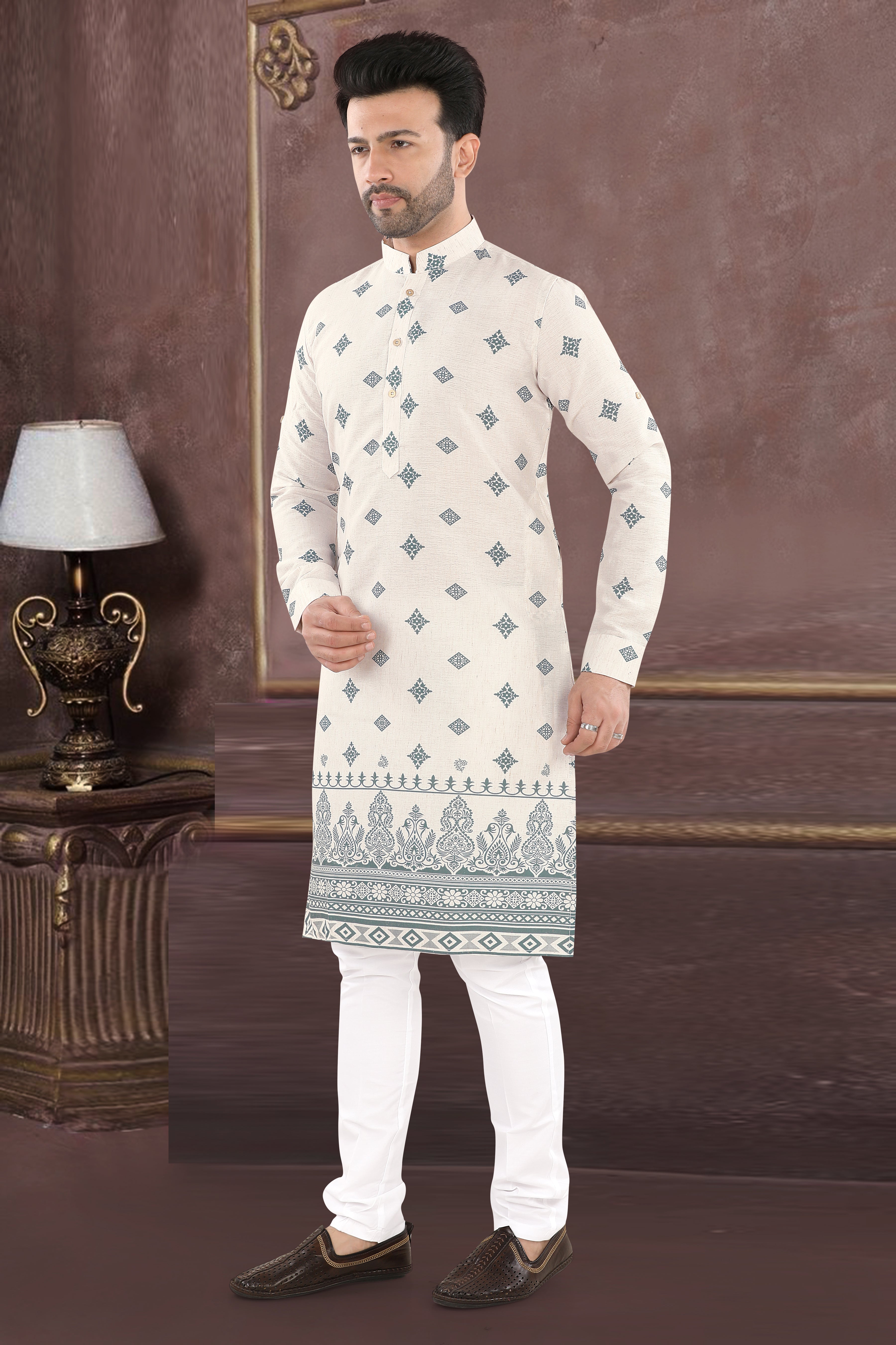 Ivory Noor Heritage Kurta" – By Miitsu (20189)