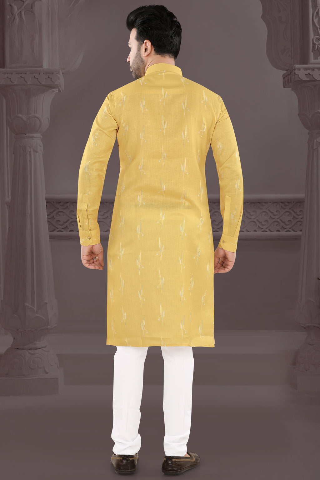 Mustard Yellow Self-Design Kurta (20002)