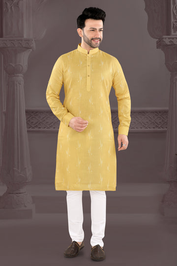 Mustard Yellow Self-Design Kurta (20002)