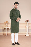 Forest Green Gold Buti Kurta (20216)