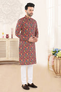 Purple Floral Print Festive Kurta (20076)