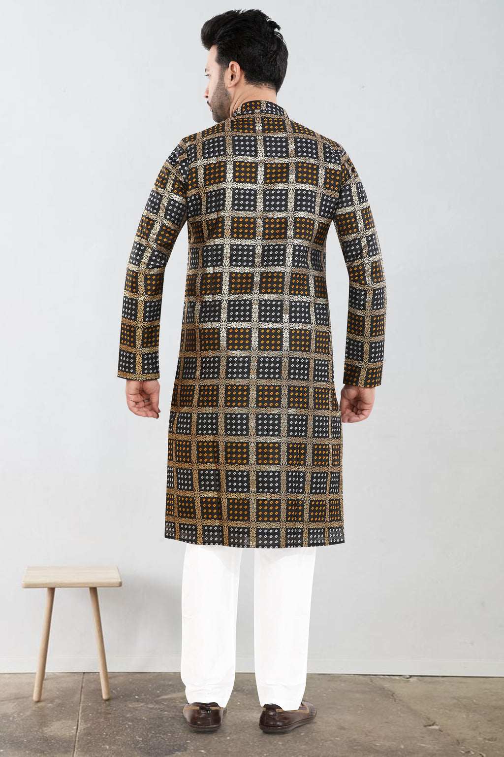 Black Noir Amber Check Kurta Set(7070)