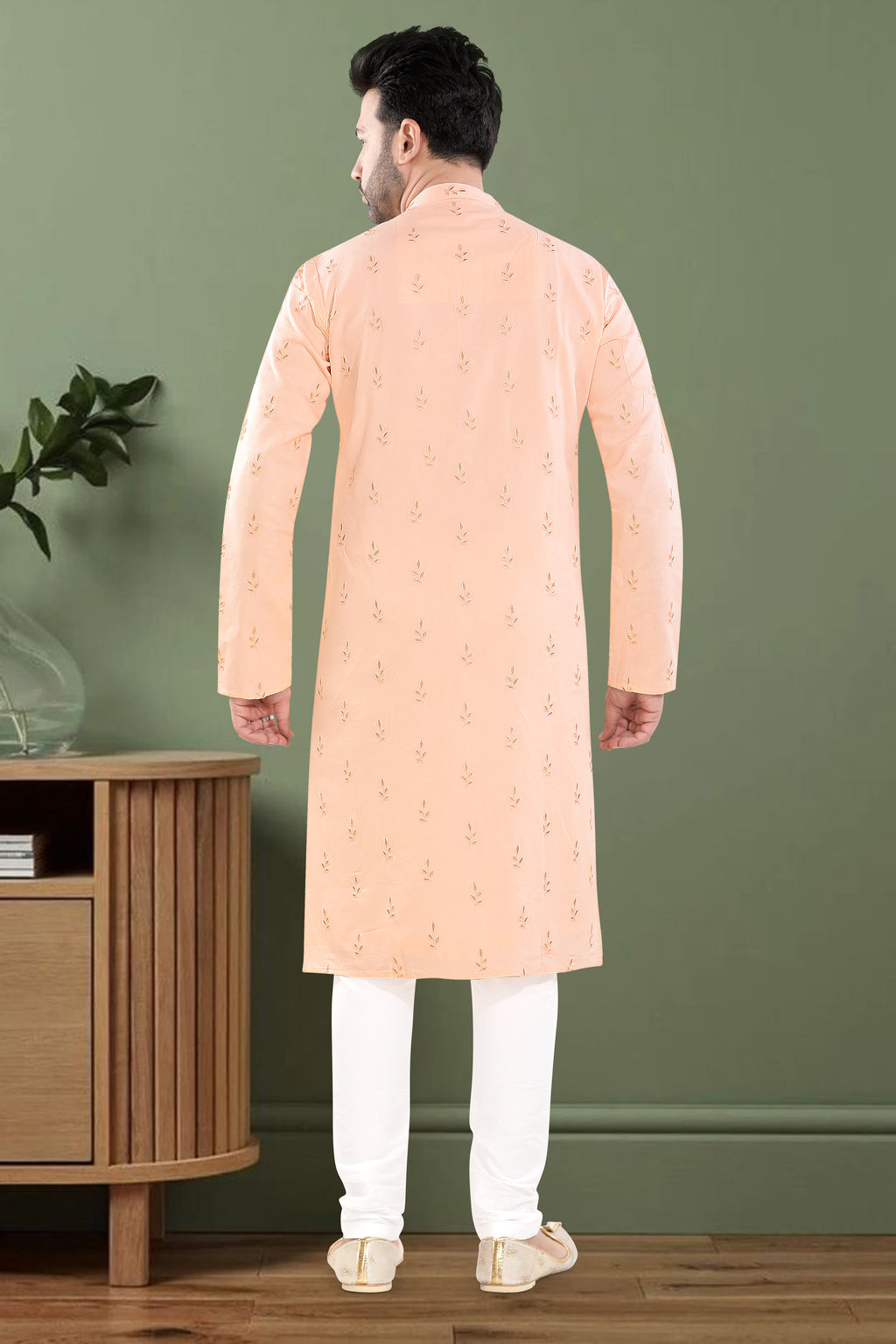 Soft Peach Embroidered Kurta Set(10145)
