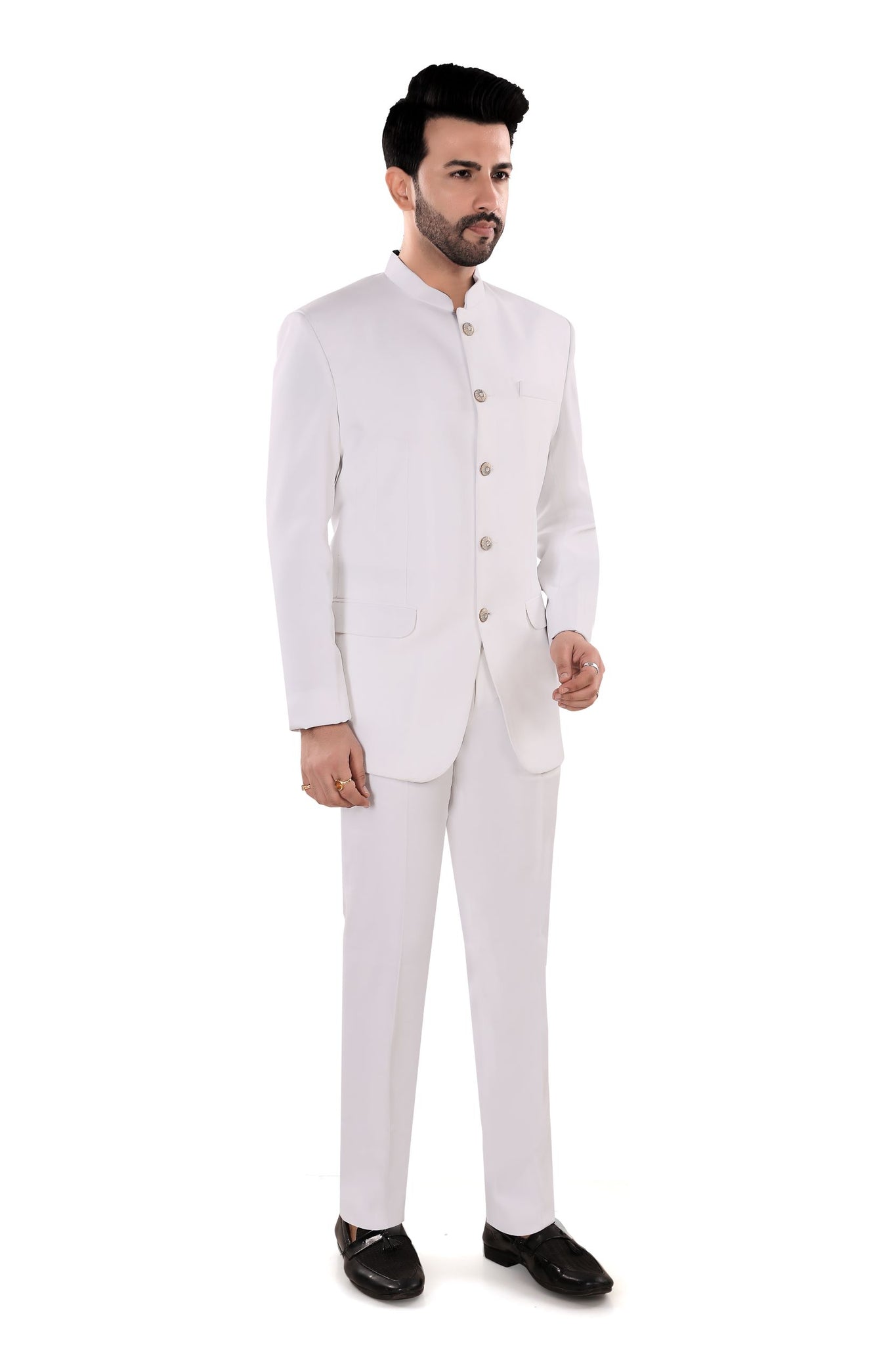 Men's Classic White Indo-Western Suit (Matty)