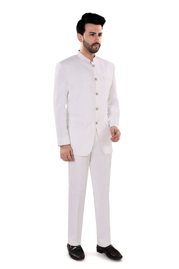 Men's Classic White Indo-Western Suit (Matty)