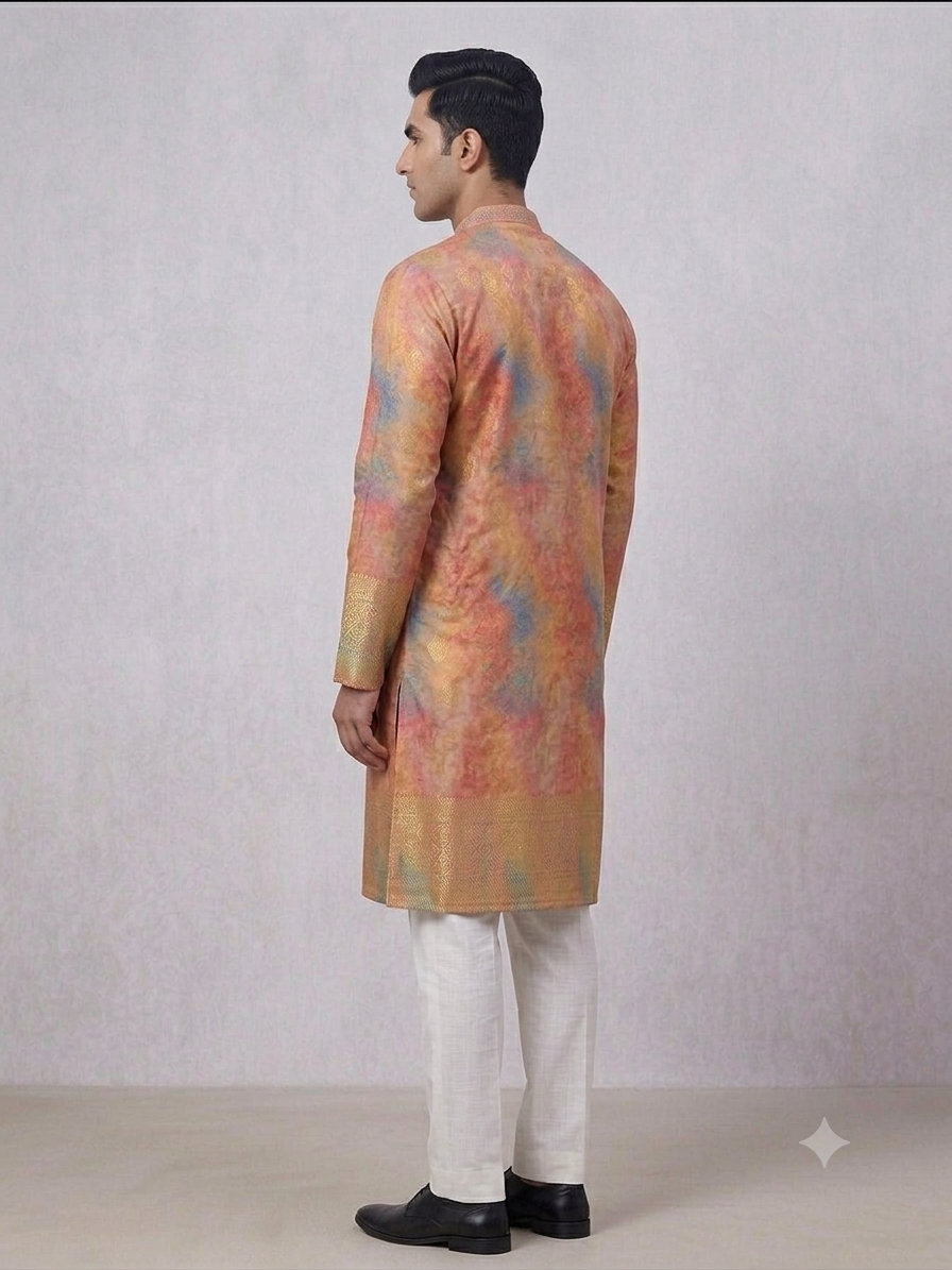 Sunset Horizon Woven Silk Kurta(50057)