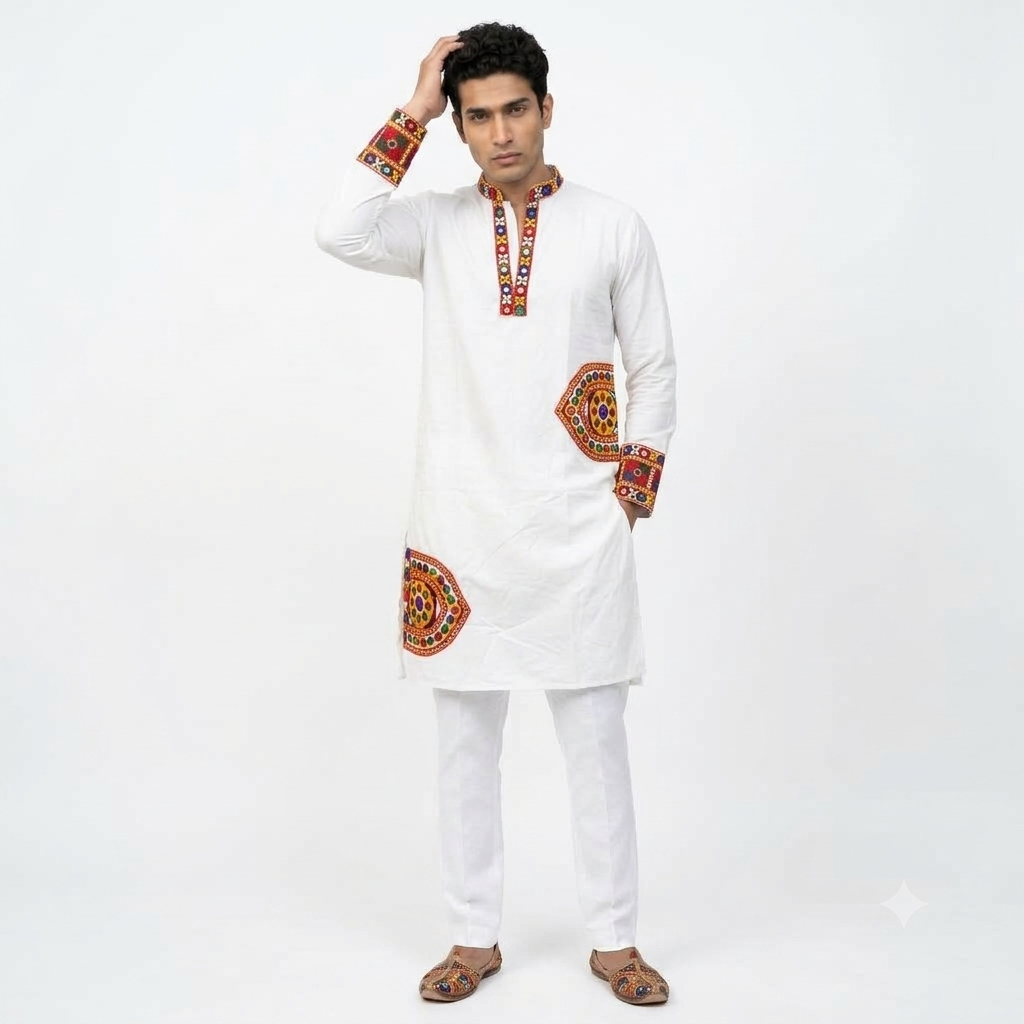 Men’s Festive Kutchi Mirror-Work Kurta (2878)
