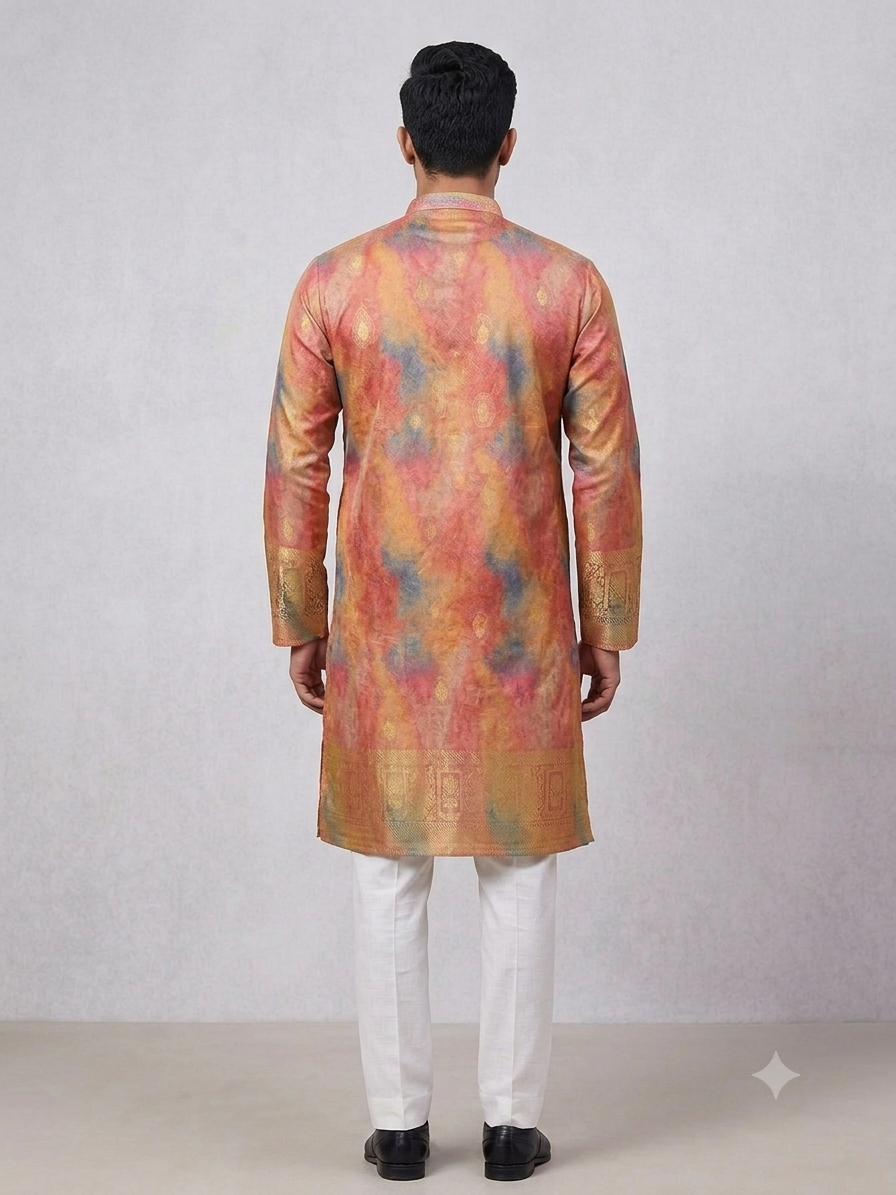 Sunset Horizon Woven Silk Kurta(50057)