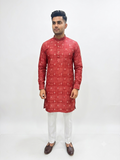 Rust Red Bandhani Print Kurta Set(1650)