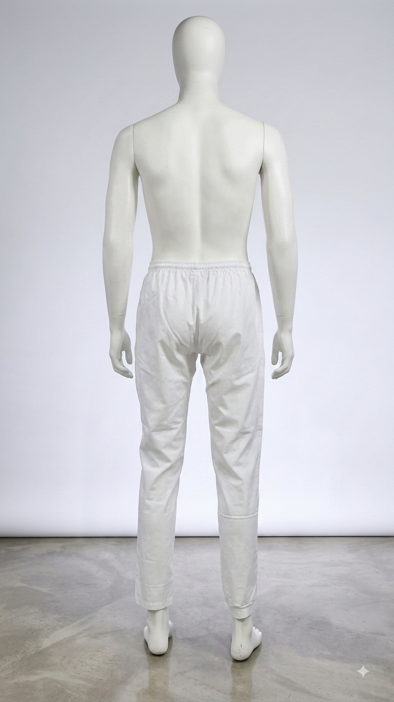 Men's Minimalist White Elastic-Waist Pyjama (ELASTIK)