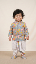Baby Boy Floral Print Dhoti Kurta & Mojari Set (7029)