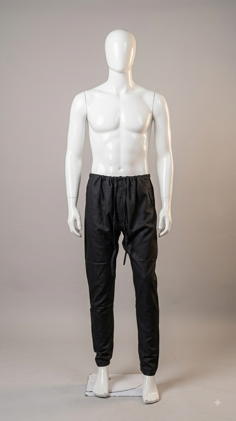 The Essential Black Drawstring Trousers(1009)