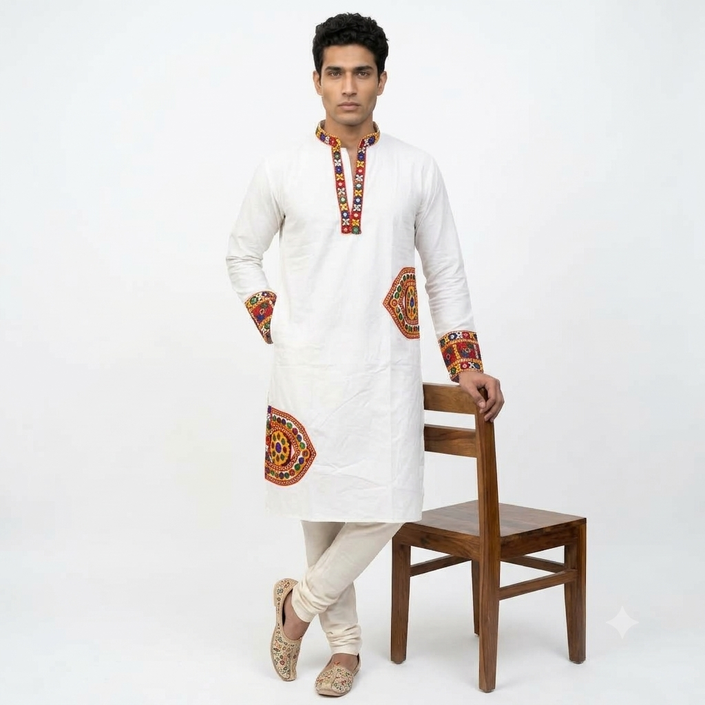 Men’s Festive Kutchi Mirror-Work Kurta (2878)