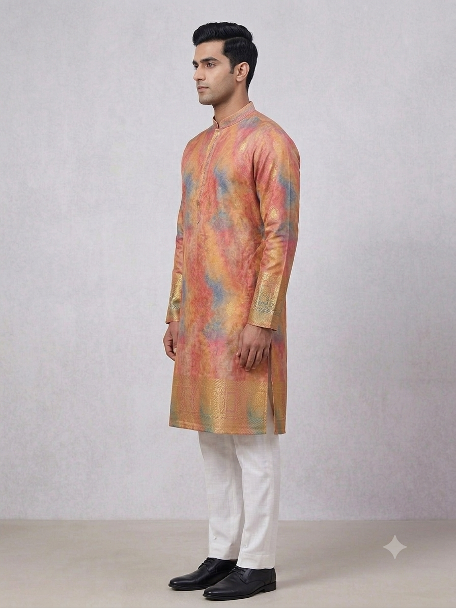 Sunset Horizon Woven Silk Kurta(50057)